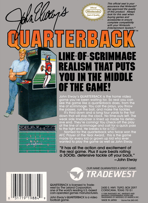 John Elway's Quarterback — box-2D-back (US)