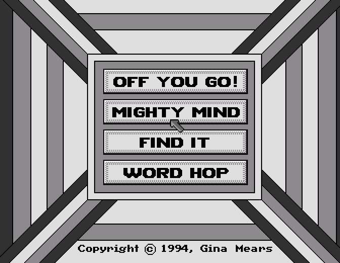 Find It, Mighty Mind, Off You Go!, Word Hop — sstitle (WOR)