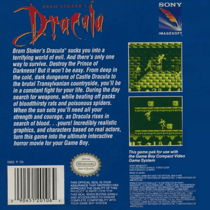 Bram Stoker's Dracula — box-2D-back (US)