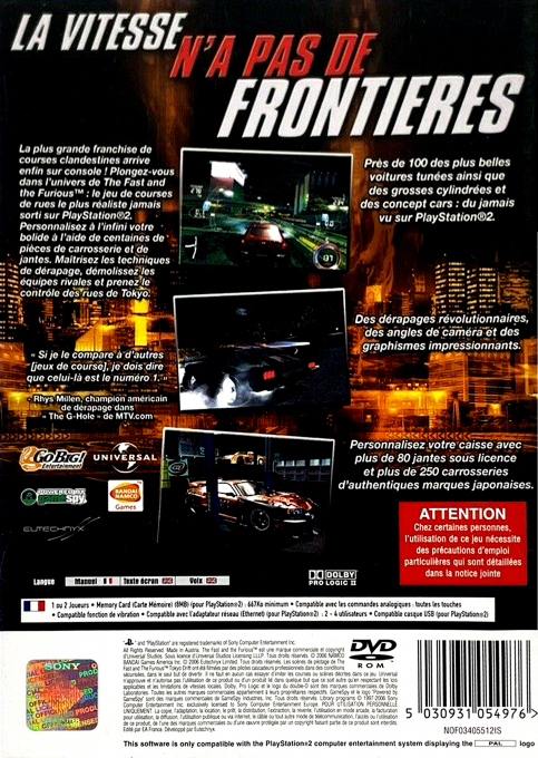 Fast and the Furious, The — box-2D-back (FR)