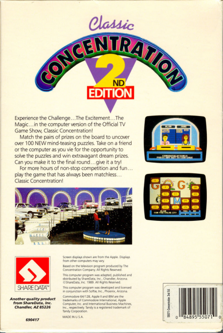 Classic Concentration - Second Edition — box-2D-back (US)