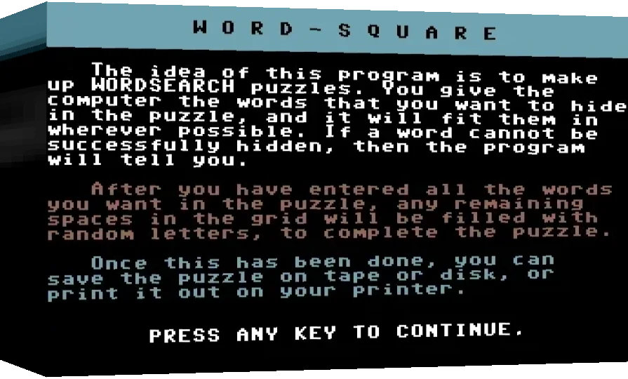 Word-Square — box-3D (WOR)