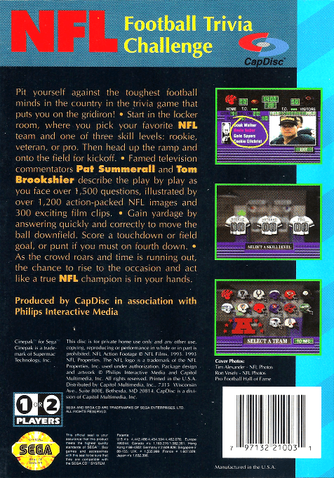 NFL Football Trivia Challenge — box-2D-back (US)