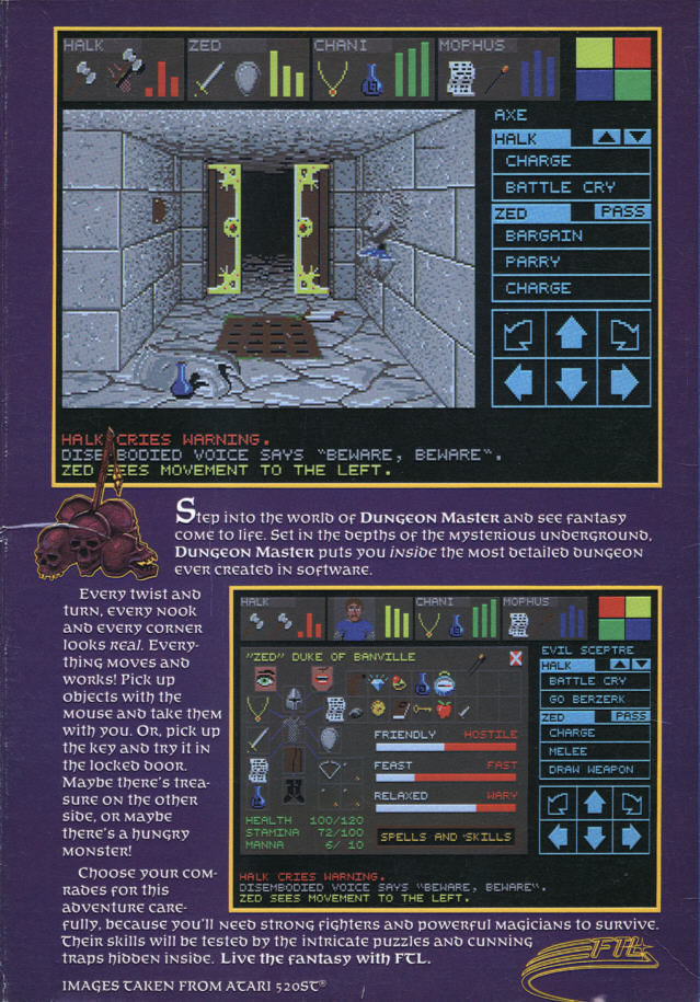 Dungeon Master — box-2D-back (US)