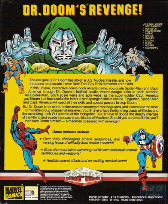 Amazing Spider-Man, The and Captain America in Dr. Doom's Revenge! — box-2D-back (EU)