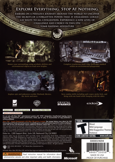 Tomb Raider - Underworld — box-2D-back (US)
