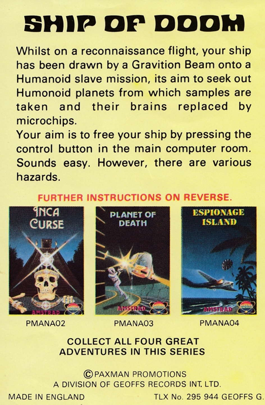 Ship Of Doom — box-2D-back (EU)