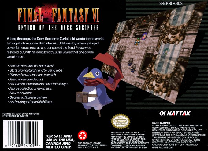 Final Fantasy VI : Return of the Dark Sorcerer — box-2D-back (US)