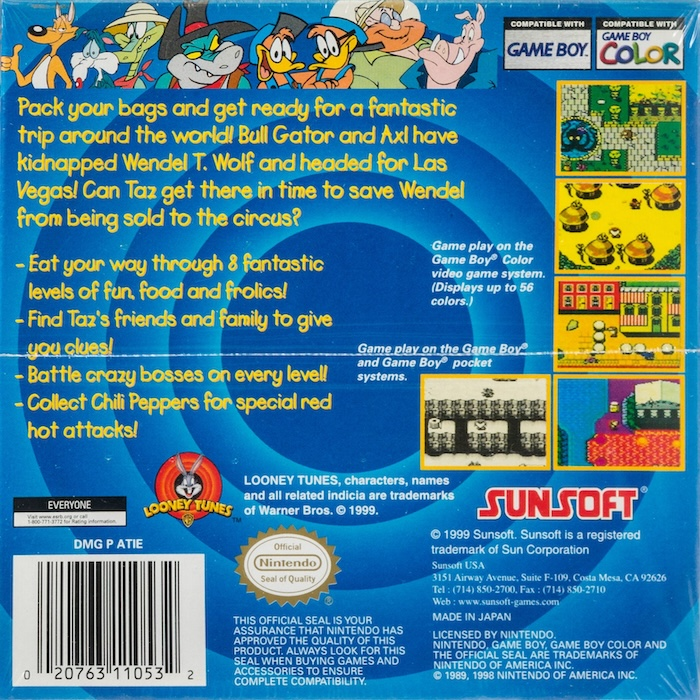 Tazmanian Devil - Munching Madness — box-2D-back (US)