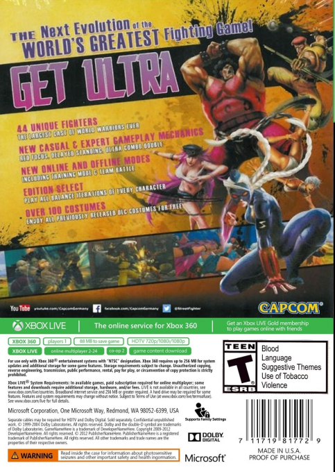 Ultra Street Fighter IV — box-2D-back (US)