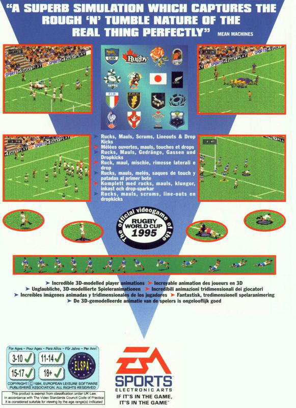 Rugby World Cup 1995 — box-2D-back (EU)