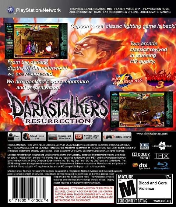 Darkstalkers Resurrection — box-2D-back (US)