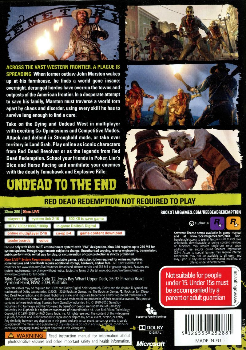 Red Dead Redemption - Undead Nightmare — box-2D-back (AU)