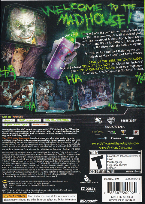 Batman - Arkham Asylum - Game of the Year Edition — box-2D-back (US)