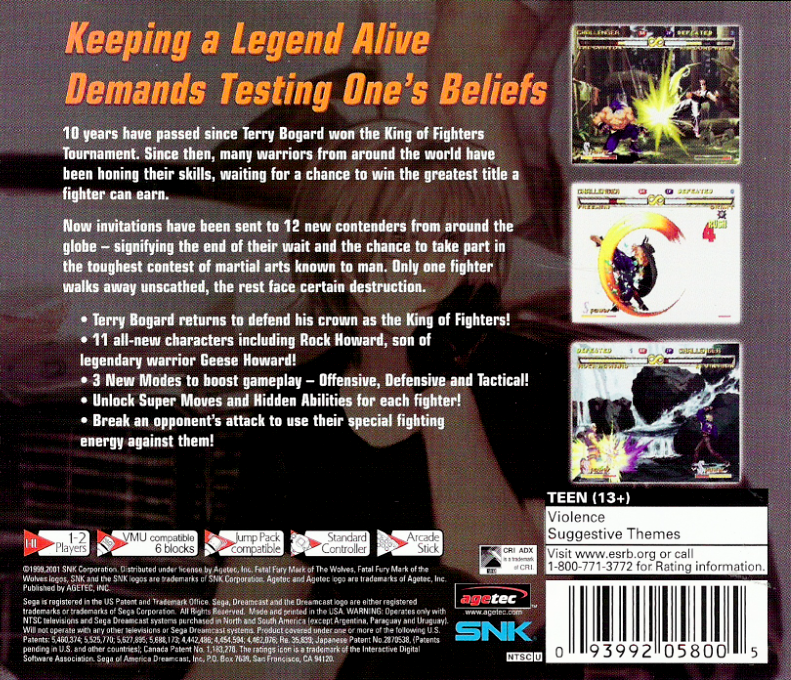 Garou - Mark of the Wolves — box-2D-back (US)