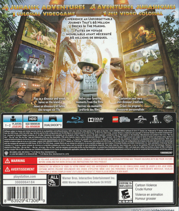 LEGO Jurassic World — box-2D-back (CA)