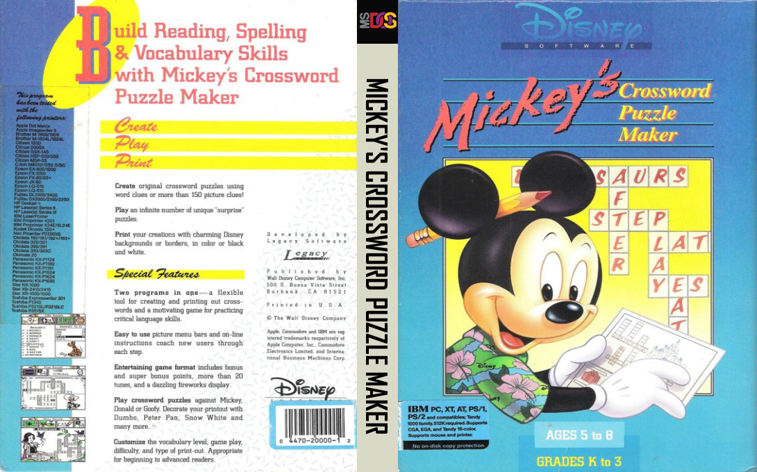 Mickey's Crossword Puzzle Maker — box-texture (US)