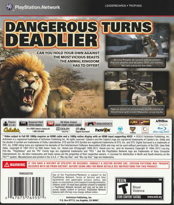Cabela's Dangerous Hunts 2013 — box-2D-back (CA)