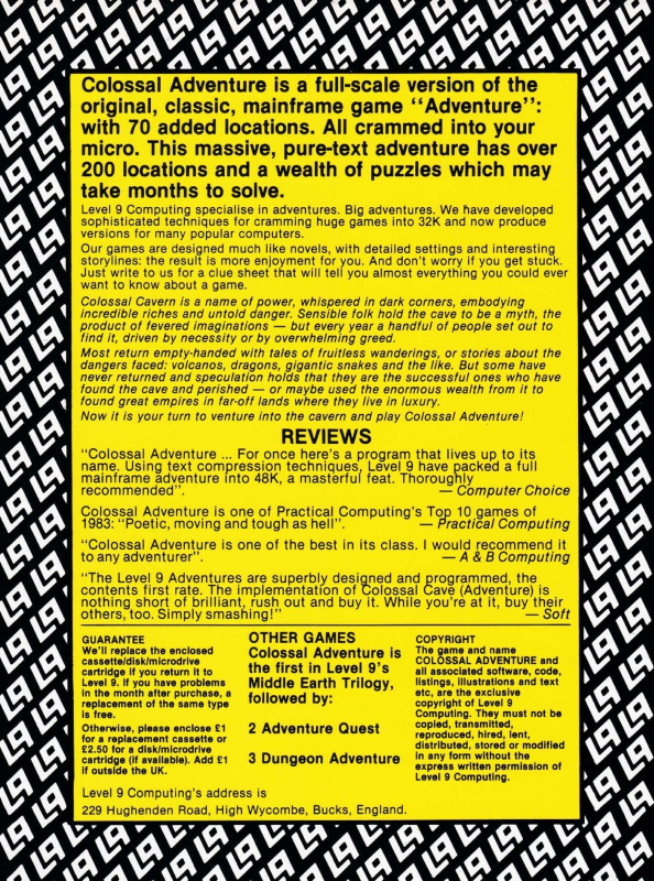 Colossal Adventure — box-2D-back (EU)
