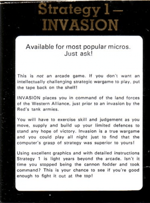 Invasion - Strategy One — box-2D-back (WOR)