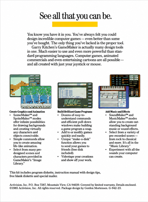 Garry Kitchen's Gamemaker — box-2D-back (US)