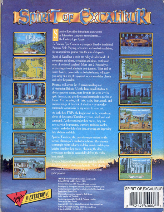 Spirit Of Excalibur — box-2D-back (US)