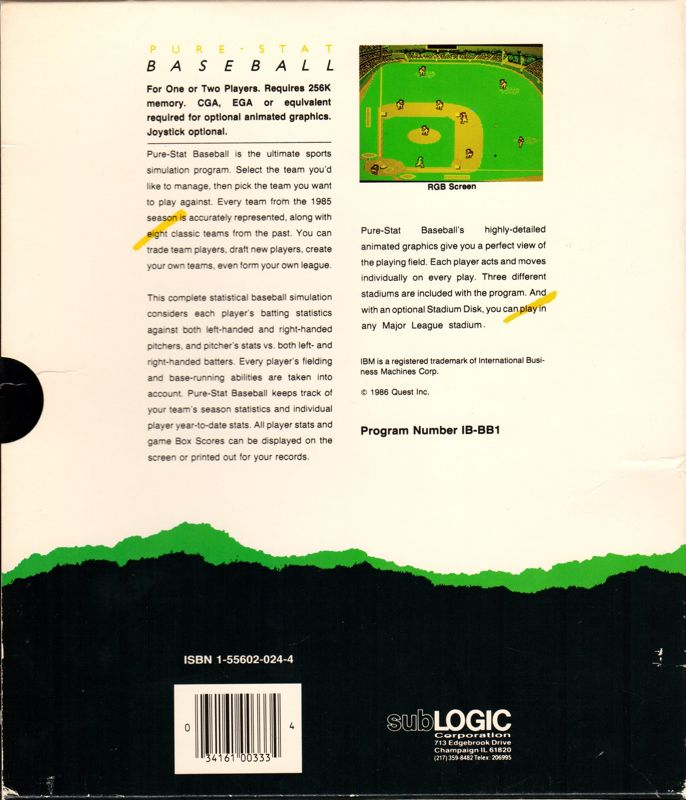 Pure-Stat Baseball — box-2D-back (US)
