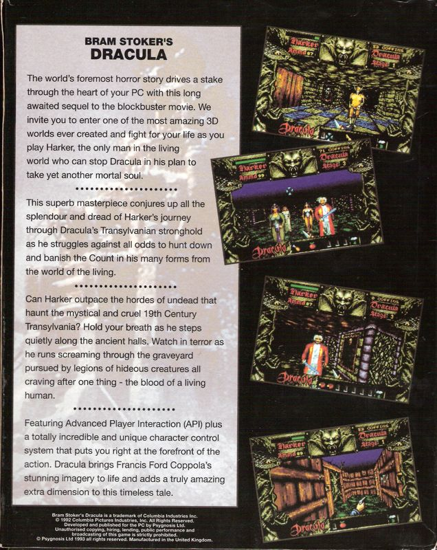 Bram Stoker's Dracula — box-2D-back (EU)