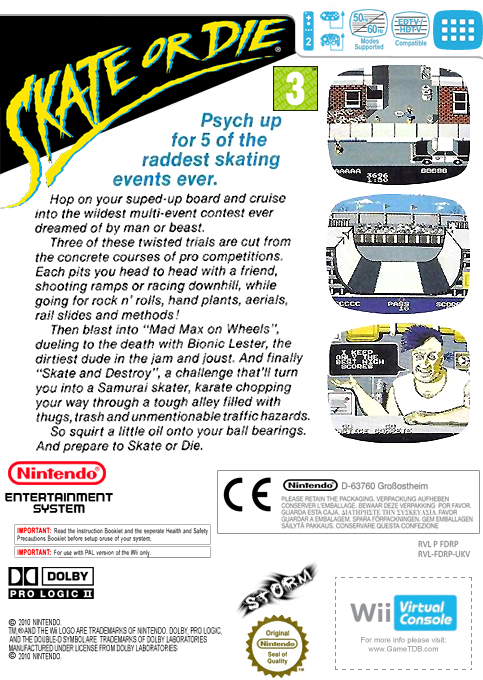 Skate Or Die — box-2D-back (EU)