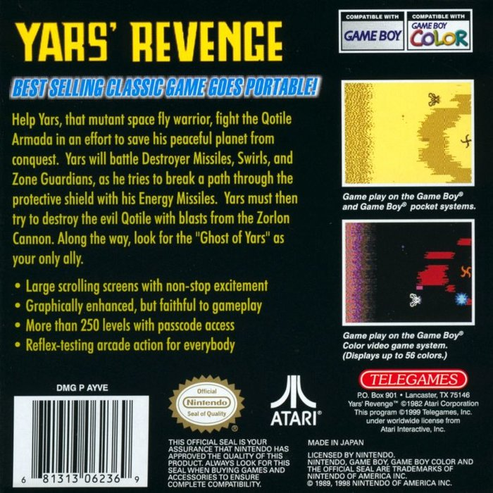 Yars' Revenge — box-2D-back (US)