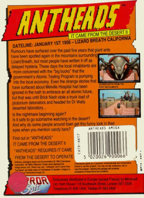 Antheads - It Came from the Desert II Data Disk — box-2D-back (EU)