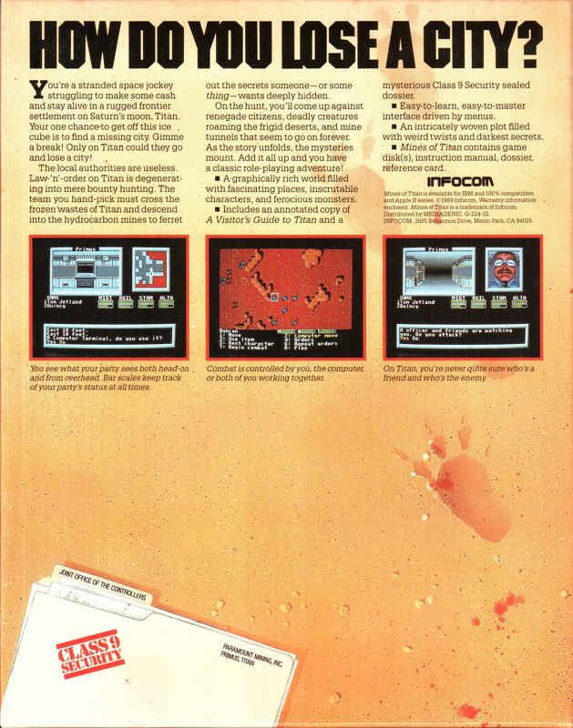 Mines of Titan — box-2D-back (US)