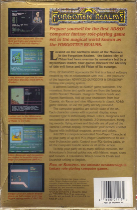 Pool Of Radiance — box-2D-back (US)