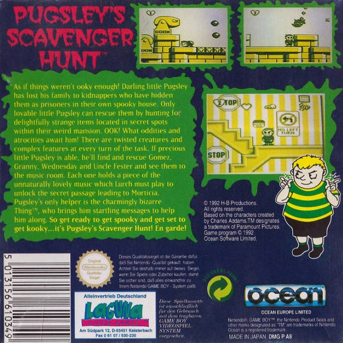 Addams Family - Pugsley's Scavenger Hunt, The — box-2D-back (DE)