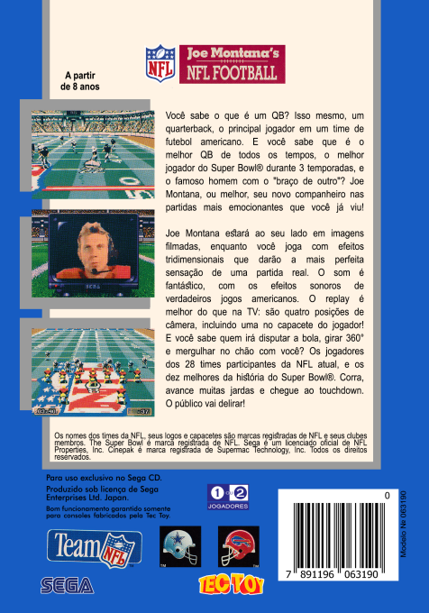 Joe Montana's NFL Football — box-2D-back (BR)