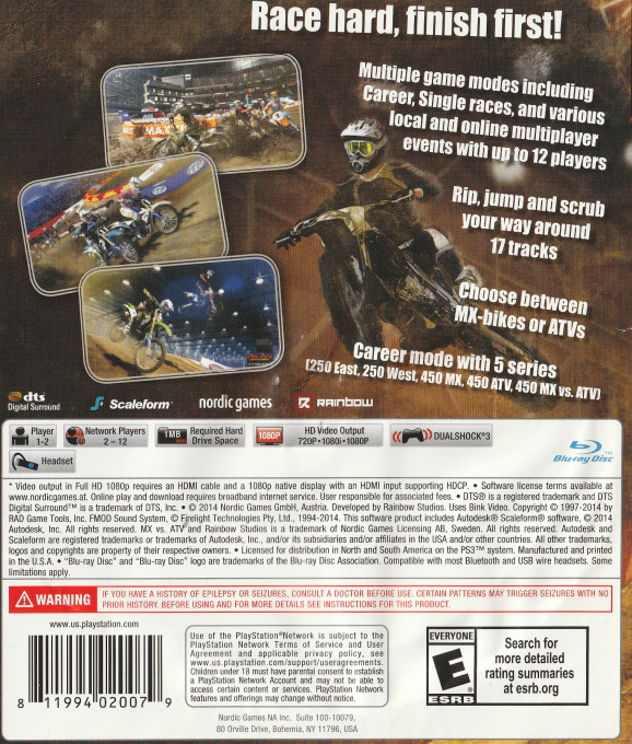 MX vs. ATV Supercross — box-2D-back (US)