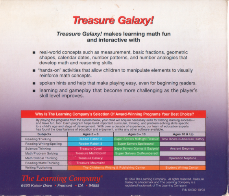 Treasure Galaxy! — box-2D-back (CUS)