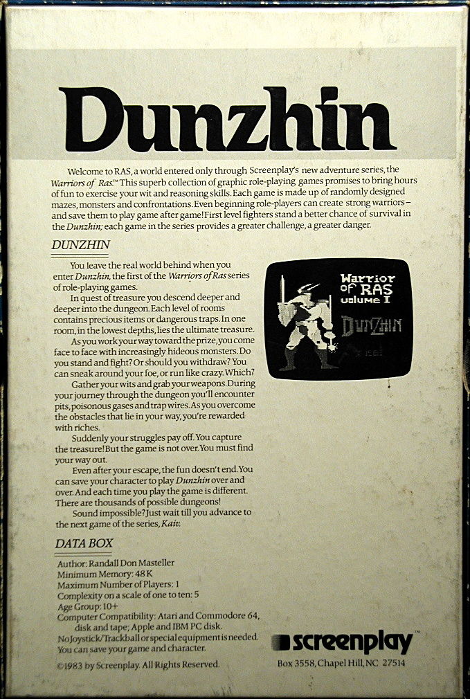 Warrior Of Ras : Volume One - Dunzhin — box-2D-back (WOR)