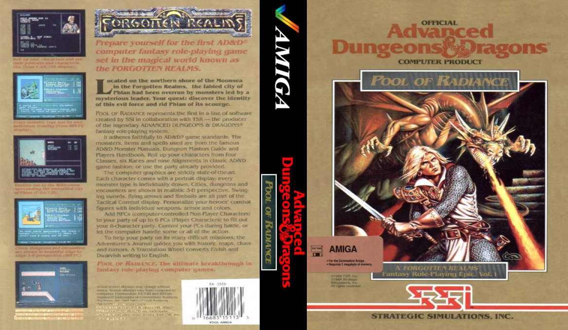 Advanced Dungeons & Dragons - Pool of Radiance - A Forgotten Realms Fantasy Role-Playing Epic, Vol.I — box-texture (US)