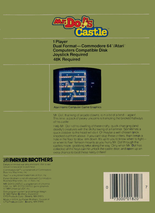 Mr. Do's Castle — box-2D-back (US)
