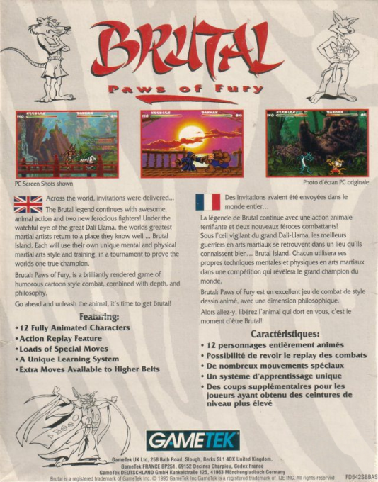 Brutal - Paws of Fury — box-2D-back (EU)