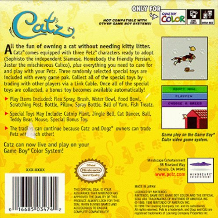 Catz : Your Virtual Petz Palz — box-2D-back (US)