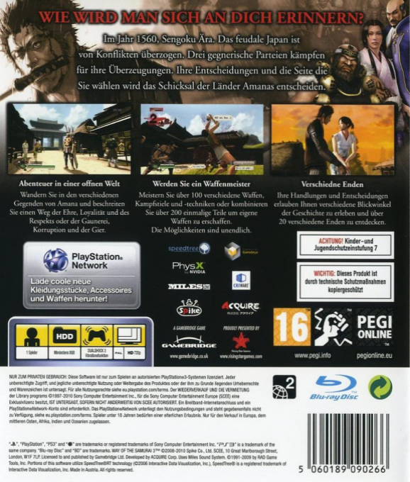 Way of the Samurai 3 — box-2D-back (DE)