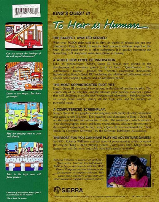 King's Quest 3 - To Heir Is Human — box-2D-back (US)