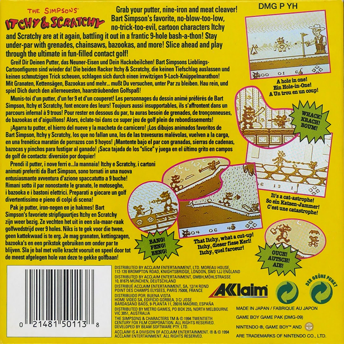 The Simpsons Itchy & Scratchy : Miniature Golf Mad — box-2D-back (EU)