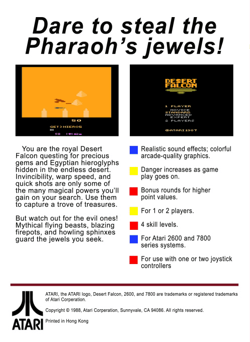 Desert Falcon — box-2D-back (US)