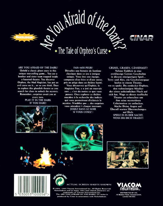 Are You Afraid Of The Dark - The Tale Of Orpheo's Curse — box-2D-back (EU)