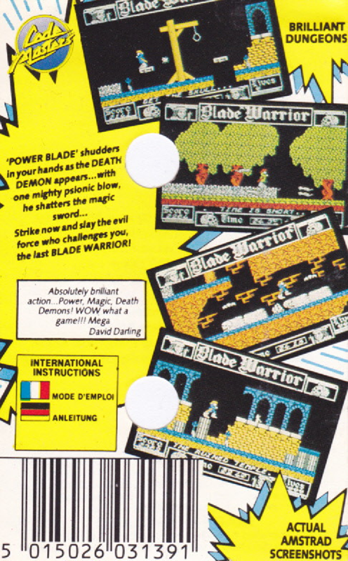 Blade Warrior — box-2D-back (EU)