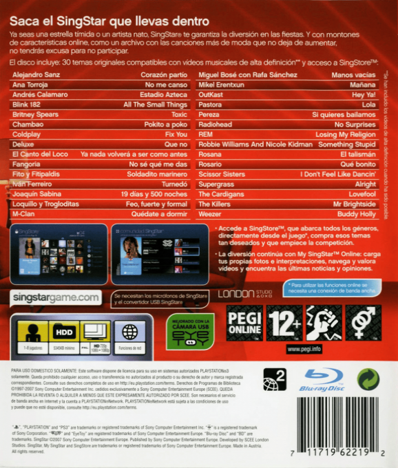 SingStar — box-2D-back (SP)