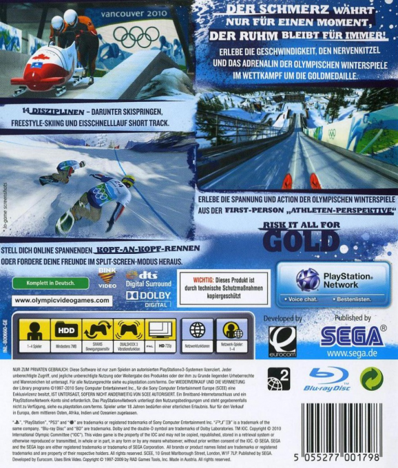 Vancouver 2010 - Le Jeu Vidéo Officiel Des Jeux Olympiques — box-2D-back (DE)